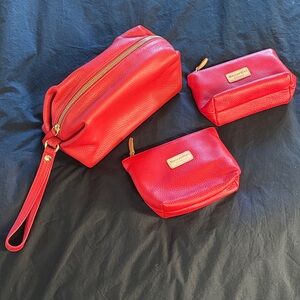 Red Leather Cosmetic Bags